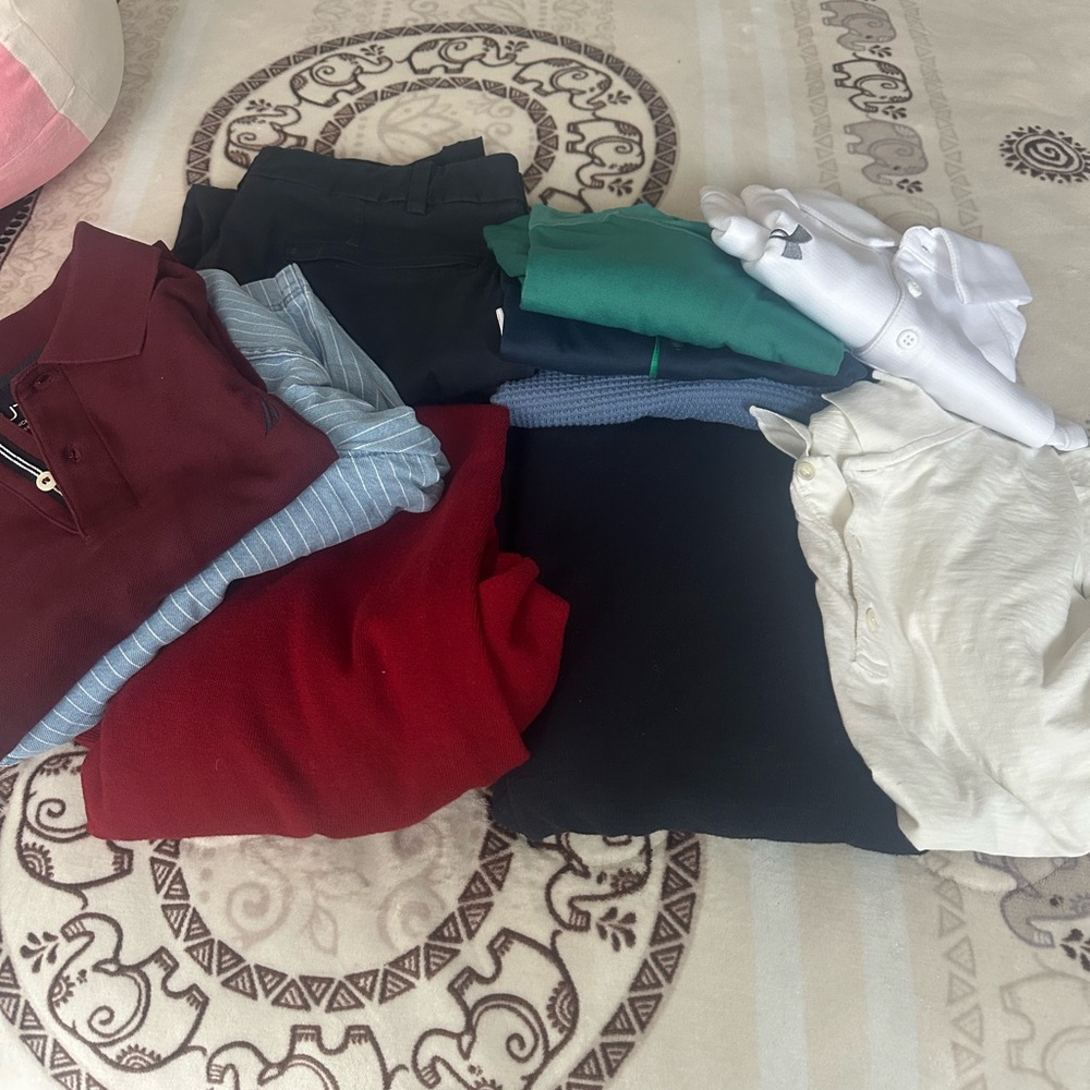 Mixed Men's Polo & Casual Tee Bundle - Green, Red, Black, White, Cream, Blue